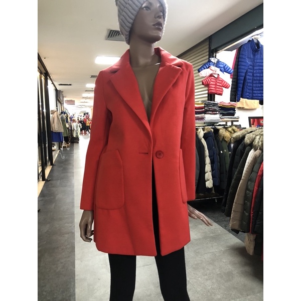 New Arrival Coat Wool Wanita Model Kancing Satu. #CoatKancing1  Warna : Merah.  S