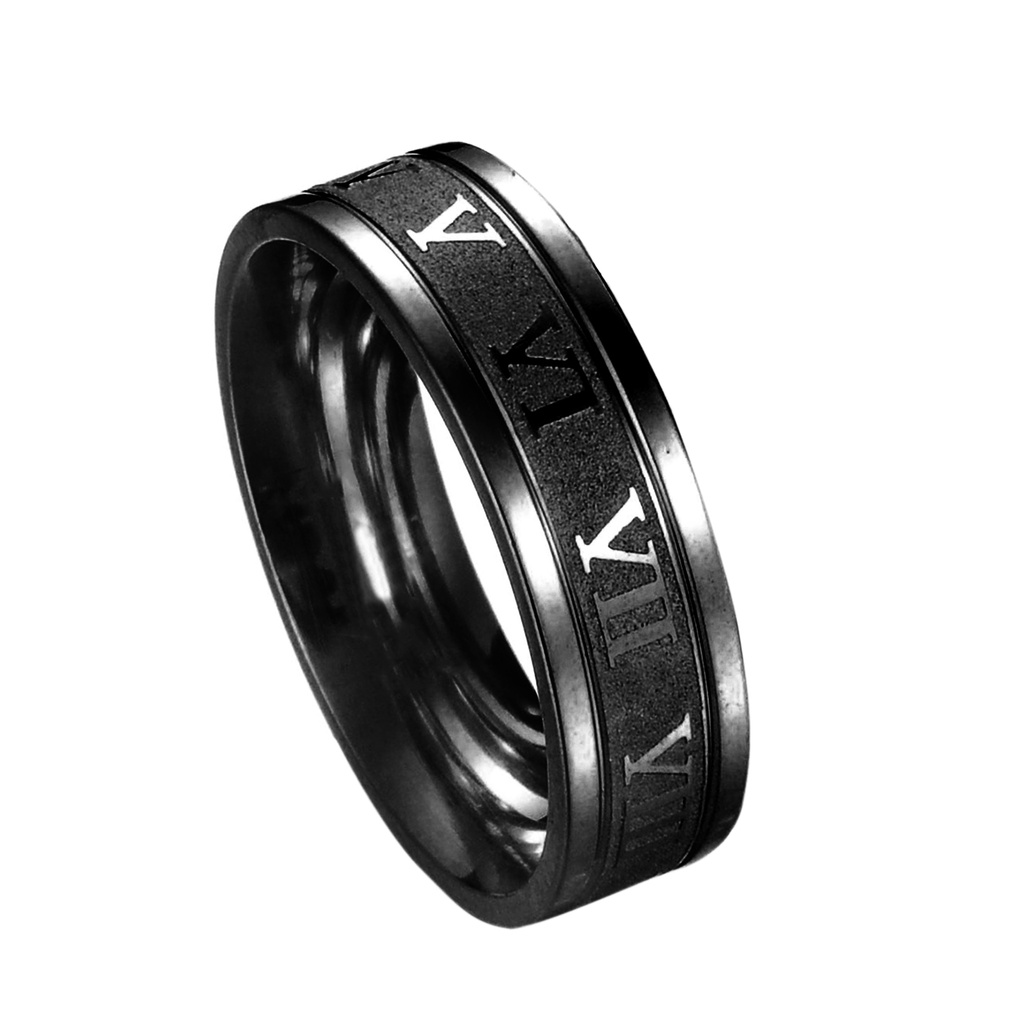 Cincin Bahan Stainless Steel Model Angka Romawi Untuk Pria