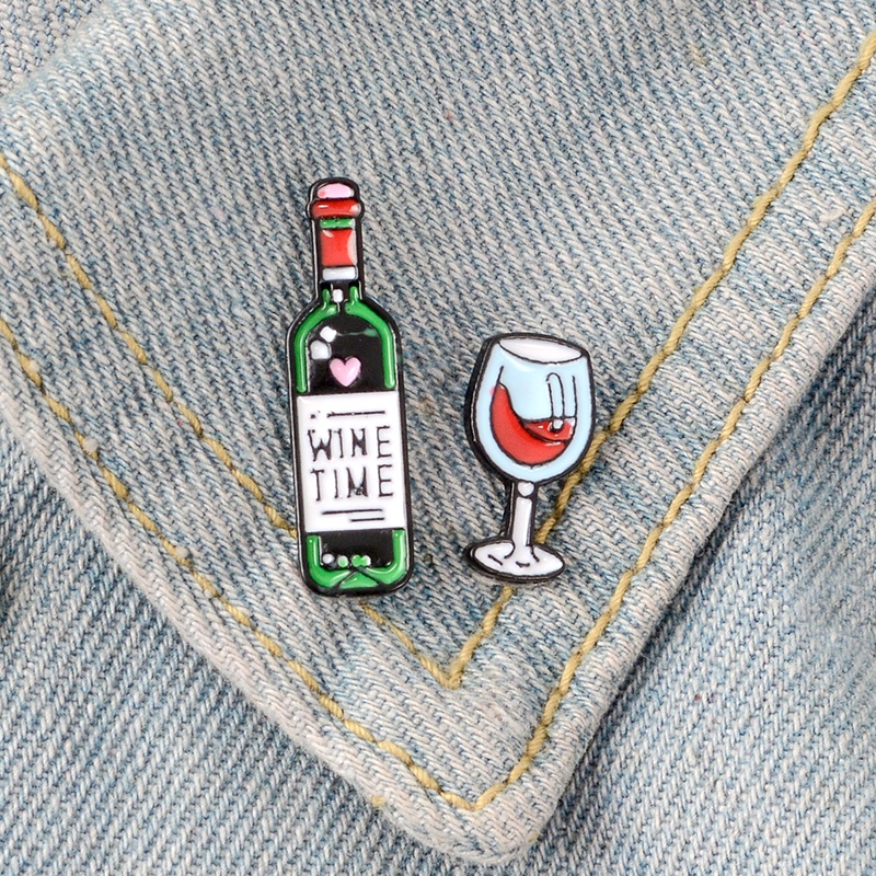 Bros Pin Mini Desain Gelas Wine Untuk Aksesoris Pakaian