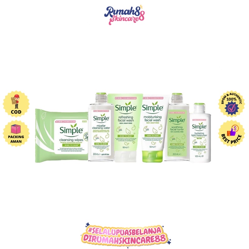 SIMPLE Kind To Skin Refreshing Facial Wash | Moisturizer | Facial Toner | Cleansing Wipes | Cleansing Water