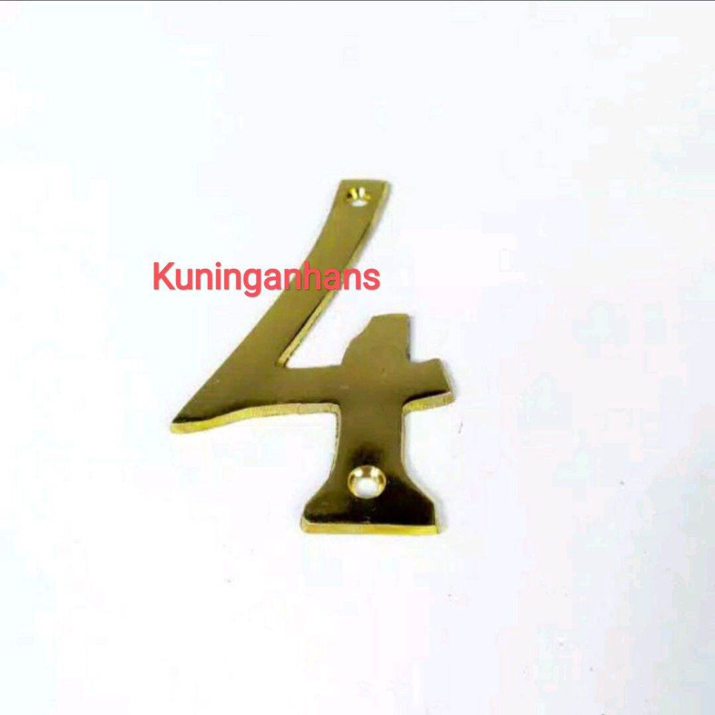 angka 4 nomor rumah / nomor 4 plat kuningan nomor rumah kamar hotel kos perumahan