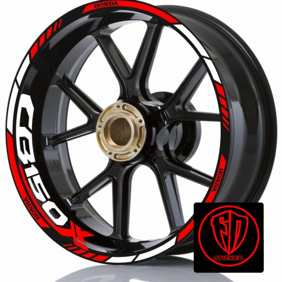 Stiker list velg motor wheels sticker Honda CB150X red ring 17 merah putih