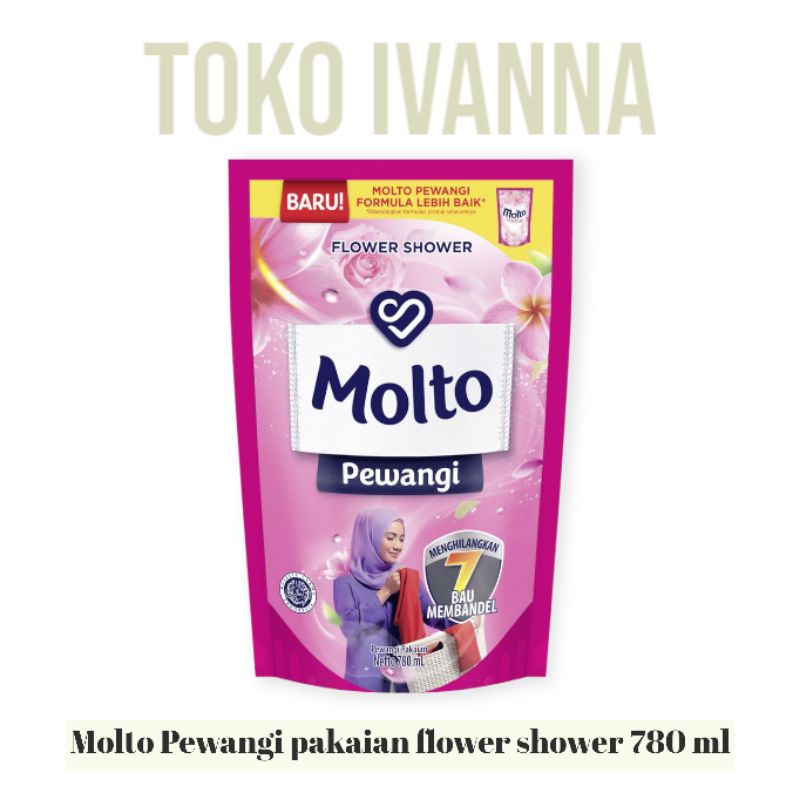 Molto Pelembut dan Pewangi Pakaian Flower Shower 780mL