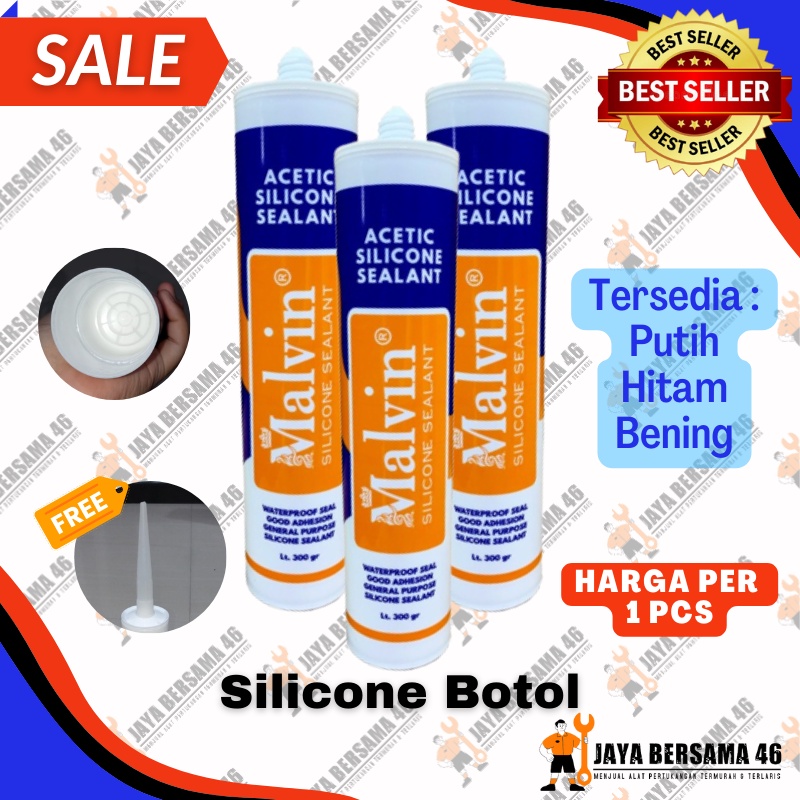 SILICONE BOTOL MALVIN / LEM SILEN SILIKON KACA BOTOL ACETIC / LEM SEALANT KACA BOTOL / SILICONE SEALANT / SILEN