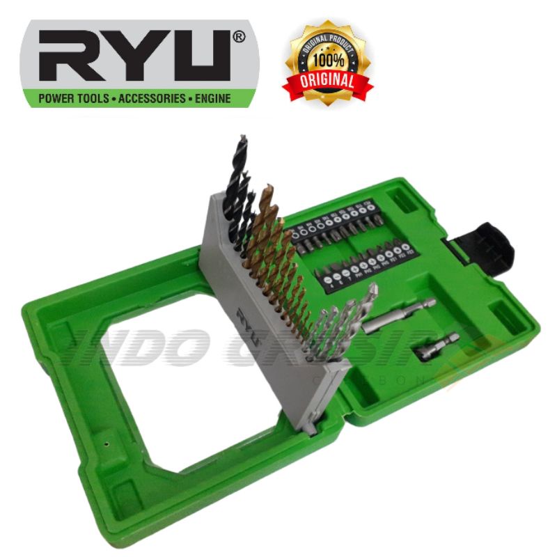 RYU Mata Bor Kombinasi Set 41 Pcs Drill Set 41pcs Bmc Mata Bor Kayu Beton Besi Mata Obeng Counter Sink Bit Holder 60mm