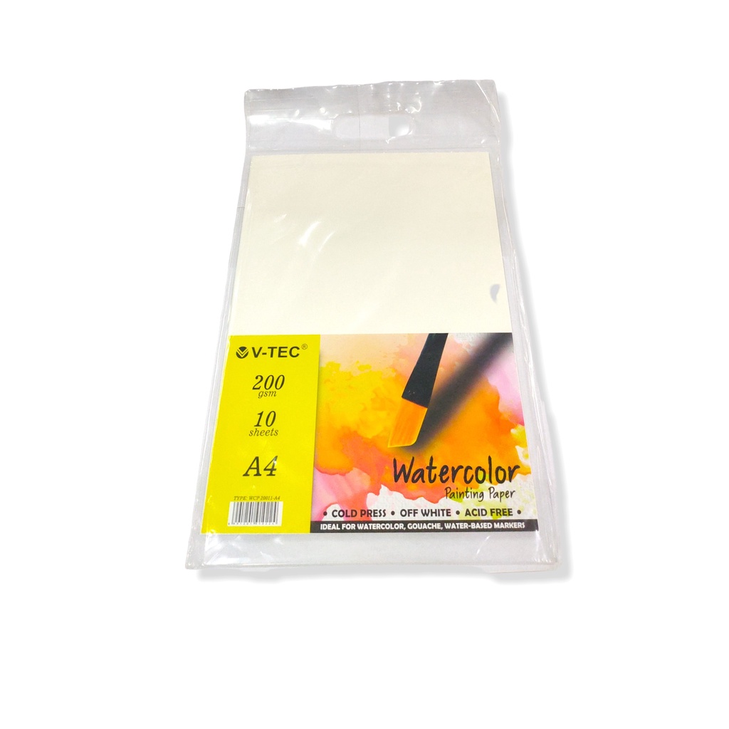

Water Color Painting Paper V-Tec Ukuran A4 WCP 20011 / Kertas Lukis Vtec 200 Gram isi 10 Sheet – SHESB