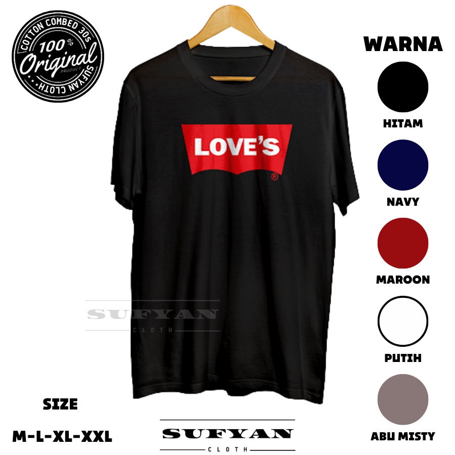 Atasan Baju Kaos Distro ORI Pria Tshrit Original Cotton Combed 30s Premium Oversize Murah Loves Levi