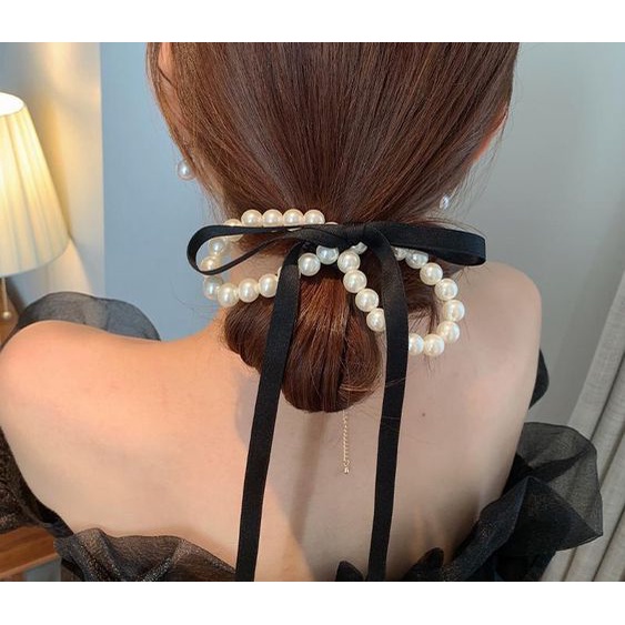 Pearl Bow Hair Tie // hair accessories