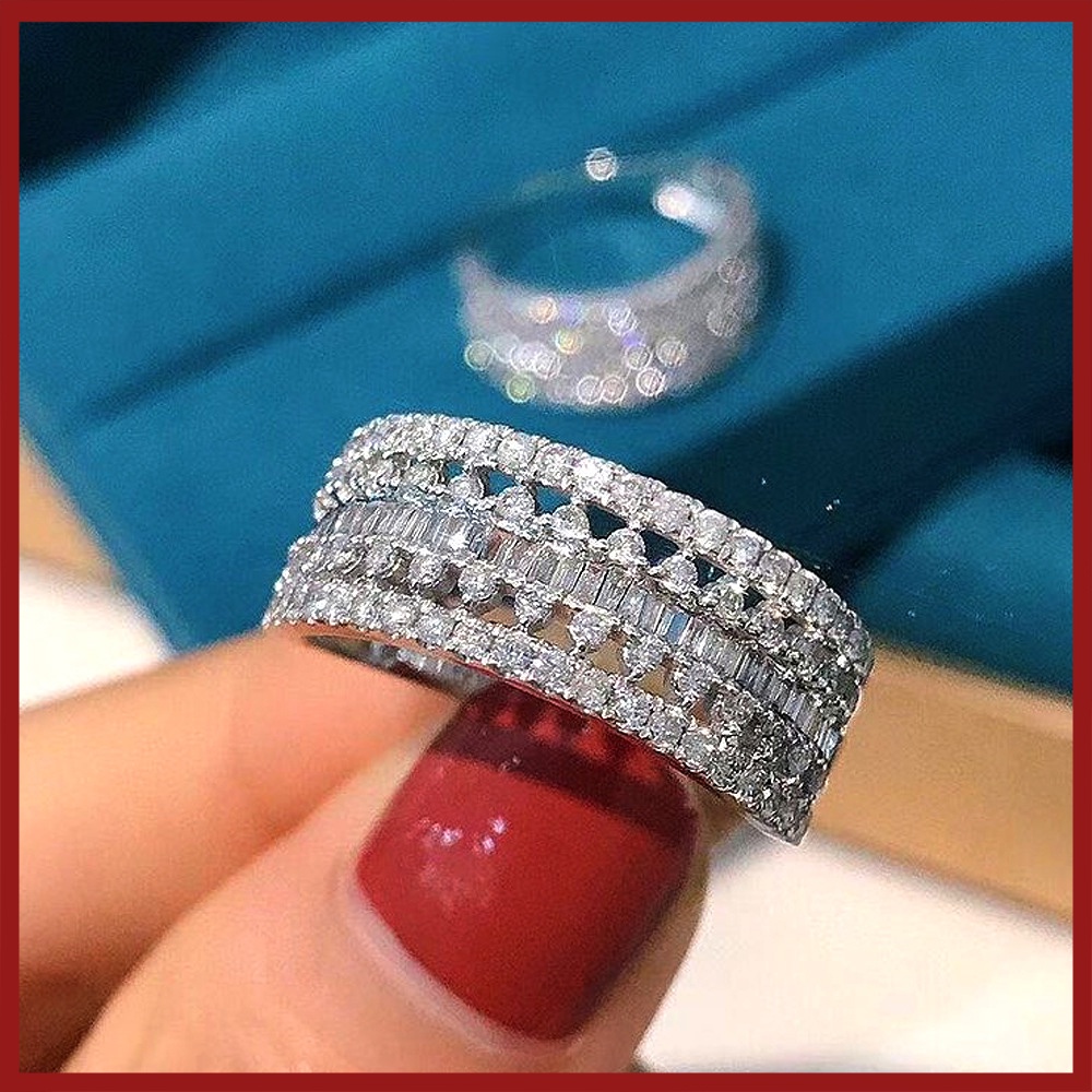 Cincin Lapis Emas 18K Dengan Hiasan Berlian Imitasi Untuk Wanita M43