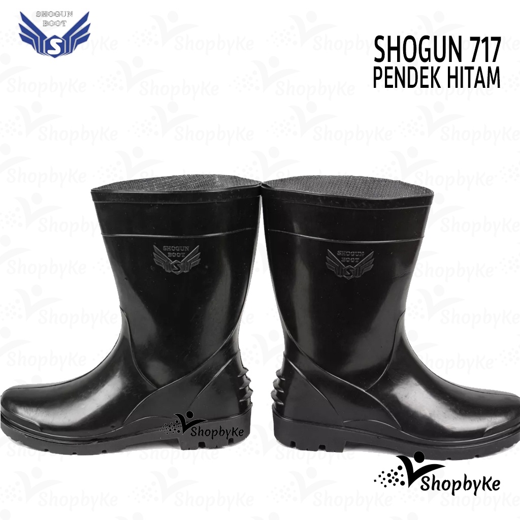 Sepatu Boot Karet Pendek SHOGUN 717 HITAM  / Sepatu Boots Karet APD Pendek Pria Pertanian Perkebunan