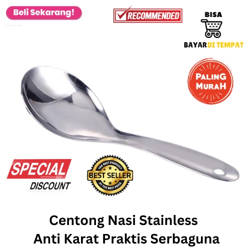 [BISA COD] PROMO Centong Nasi Stainless Anti Karat Praktis Serbaguna Sendok Nasi Centong Nasi Centong Sayur Sendok Kuah Berkualitas