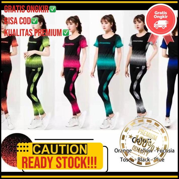 Setelan Olahraga Wanita Baju Senam Zumba Aerobik Fitnes Import