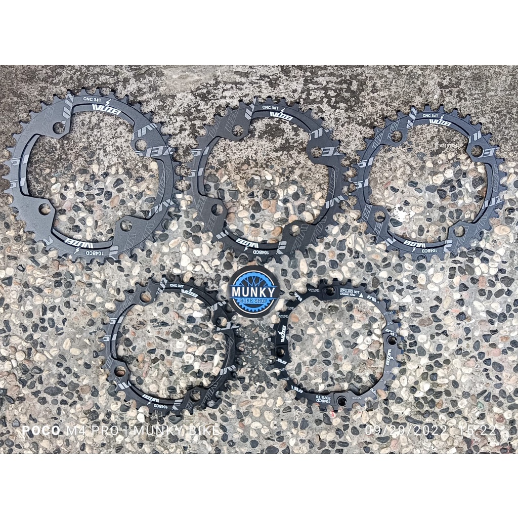 Chainring Wuzei 30T 32T 34T 36T 38T BCD 104 BCD narrow wide untuk single chainring sepeda 104BCD not
