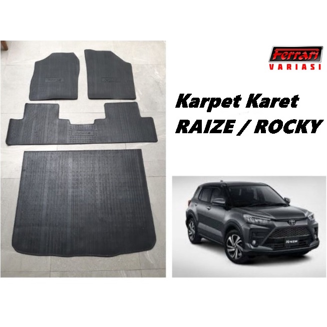 karpet dasar hitam karet mobil RAIZE / ROCKY ferrari variasi