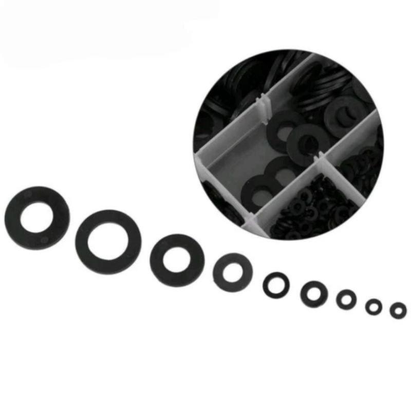 600pcs washer nylon plastic ring black gasket kit set serbaguna