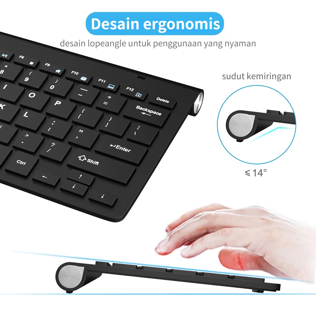 Bluetooth Keyboard &amp; Mouse Paket Tahan Air 2.4G Wireless Desain Ultrathin Silent Elegan Keyboard and Mouse Combos Set