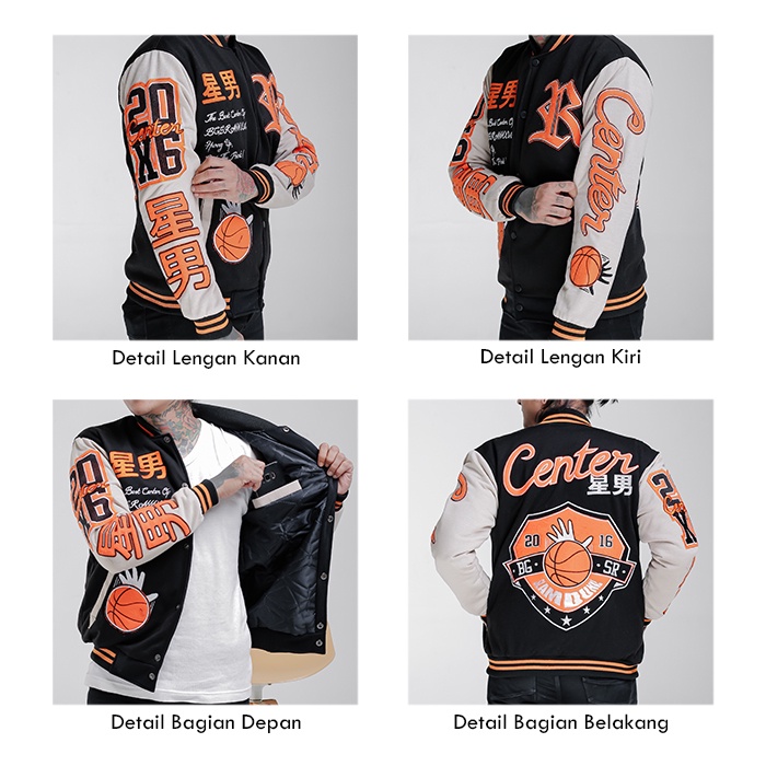 Jaket Baseball Varsity Jacket Windbreaker Bordir Tebal Adem Center X07