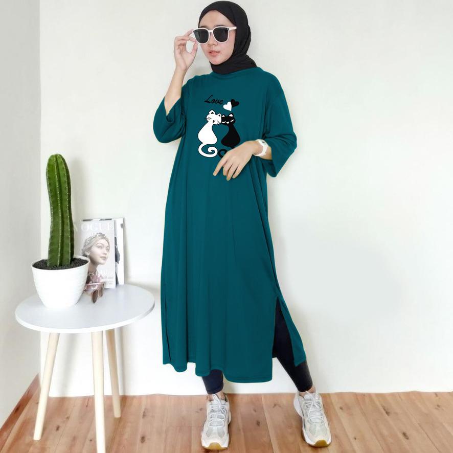 Baju Dress Oversize Tunik Premium MEOW 2 Oversized Dress Tshirt polos