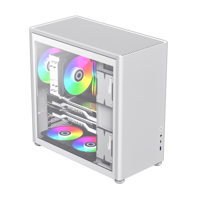 Casing Komputer GameMax Spark Pro White ATX Gaming PC Case