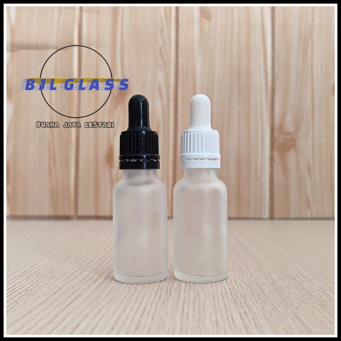 botol kaca pipet 20ml bening frosted / botol serum tetes 20ml segel