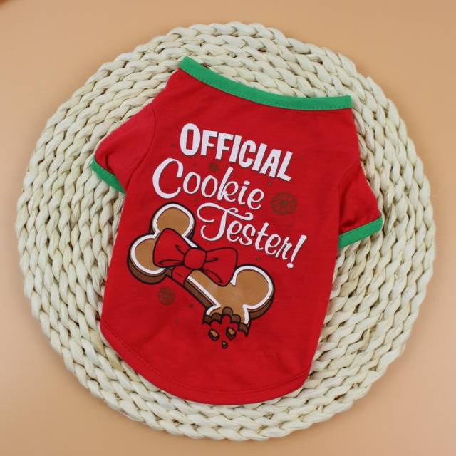 Pet Clothes Pet Tshirt Tema Natal Official Cookie Tester Untuk Anjing dan Kucing