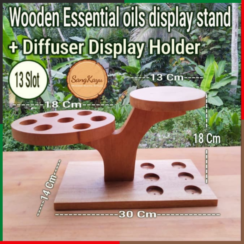 Wooden Essentials Oil rack + aromatherapy air difuser holder rak oil | rak oil kayu | tempat oil dif