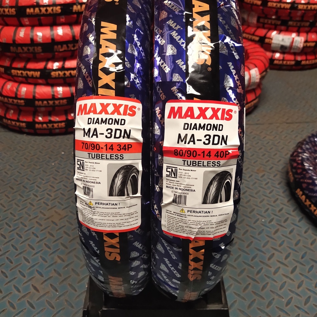 Paket Ban Mio Ban Motor Maxxis Diamond MA3DN  Depan 70/90 Belakang 80/90 7090 8090 RING 14 Tubeles