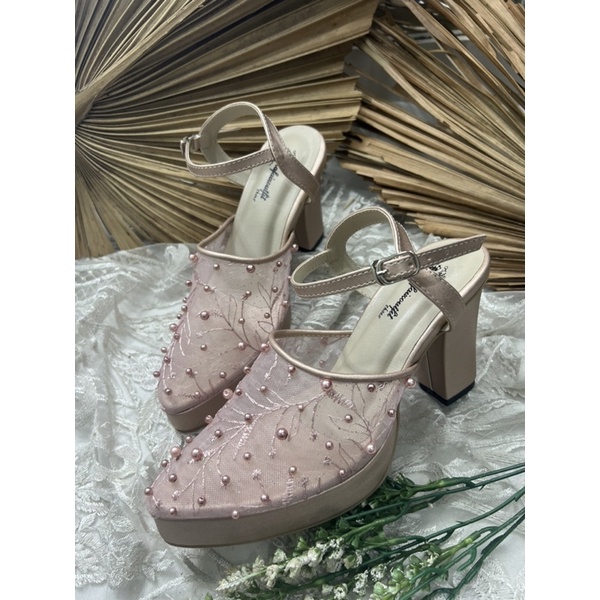 sepatu wedding wanita purri rosegold 9cm tahu