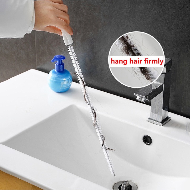 60CM Dredging Brush Sewer Pipe Hole Remover Tool Drain Cleaner Household Kitchen Bathroom Flexible Freely Water Outlet Clog Stopper Brush Bendable Hair Cleaning Sink