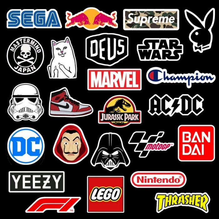 

24Pcs STICKER BRAND LOGO HYPEBEAST Medium Size Stiker Motor Koper Helm - Logo 2