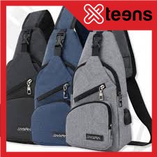 TAS BAHU SELEMPANG KANVAS PRIA SLING BAG - TAS SELEMPANG PRIA KANVAS