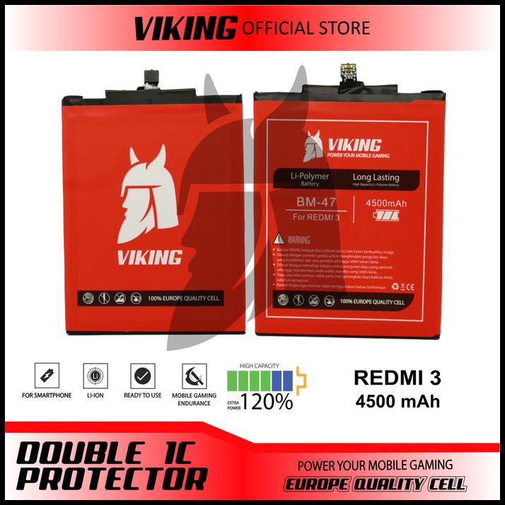 Baterai Viking Xiaomi Redmi 3 3S 3X 3 Pro Bm47 Double Power