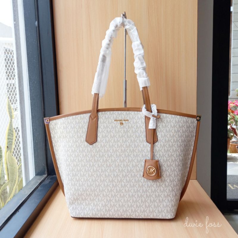 SALE Tas Michael Kors MK Jane Large Tote Signature Vanilla Acron Original