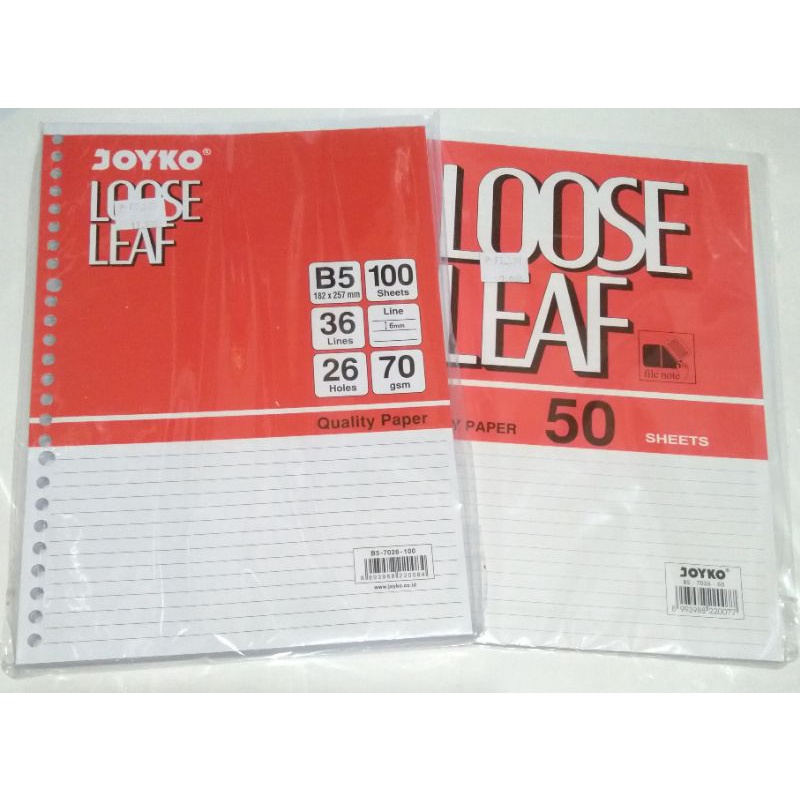 

JOYKO - LOOSE LEAF/KERTAS BINDER B5 - KERTAS ISI ULANG BERGARIS