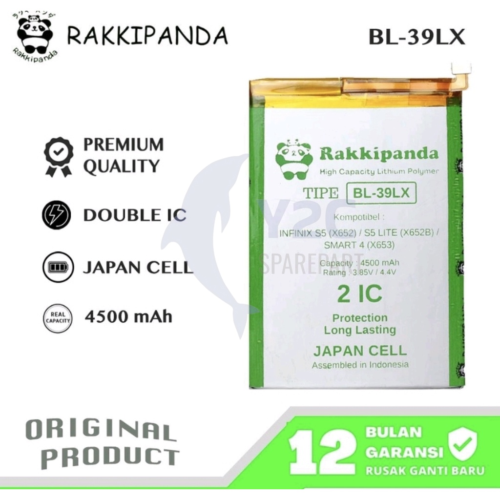RAKKIPANDA BL-39LX INFINIX S5 X652 / S5 LITE X652B / SMART 4 X653 BATERAI BATRAI BATREI BATRE BATERE DOUBLE POWER