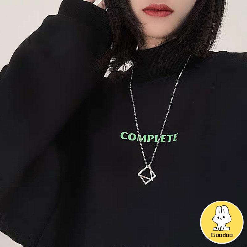 Kalung Liontin Bentuk-SWegitiga Geometris Bahan Titanium-SWteel Gaya Hip Hop Untuk Unisex -Doo