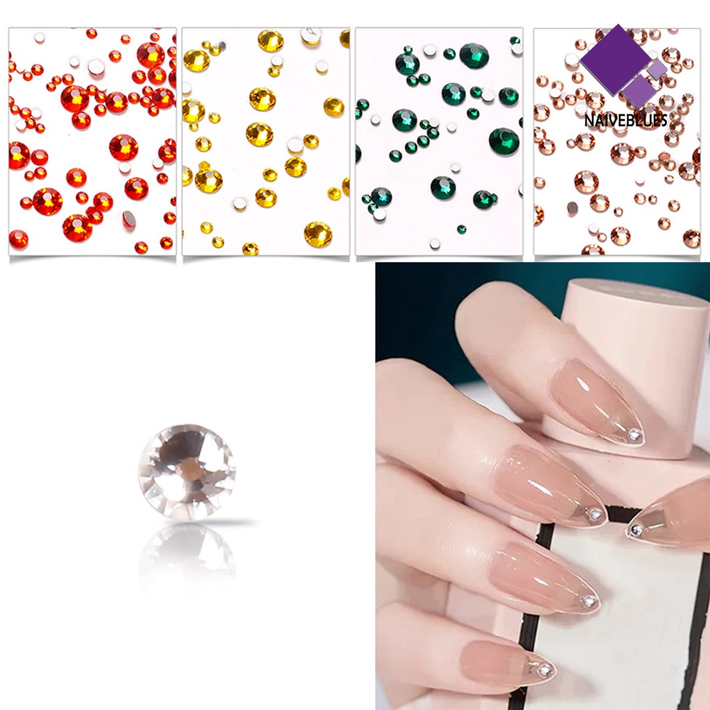 Naiveblue 1440Pcs / Kantong Berlian Imitasi Alas Datar Ringan Untuk Dekorasi Nail Art DIY