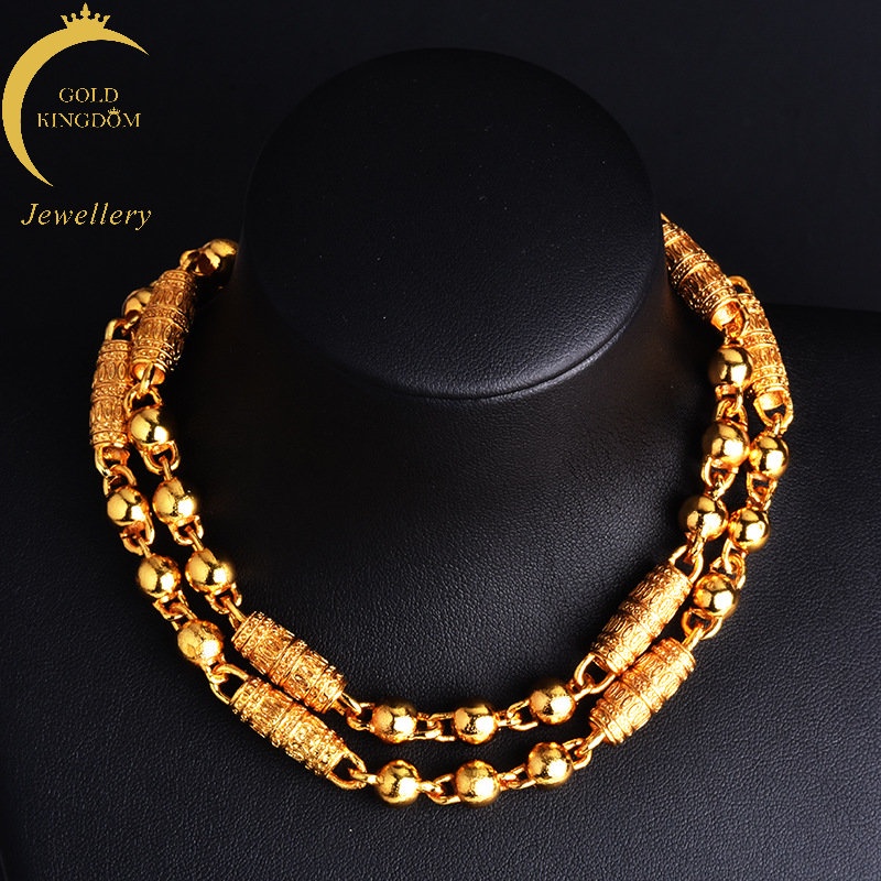 Goldkingdom Perhiasan Fashion Emas Asli Kadar 375 Bangkok Aksesoris Ready Stock Mendominasi Transfer Beads Kalung Roda Doa Pria Berlapis Emas Kalung999