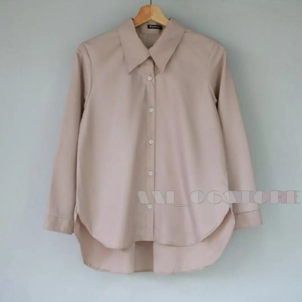 KEMEJA WANITA KOREA LENGAN PANJANG / ATASAN WANITA POLOS IMPORT BAHAN KATUN ADEM TUNIK WANITA /