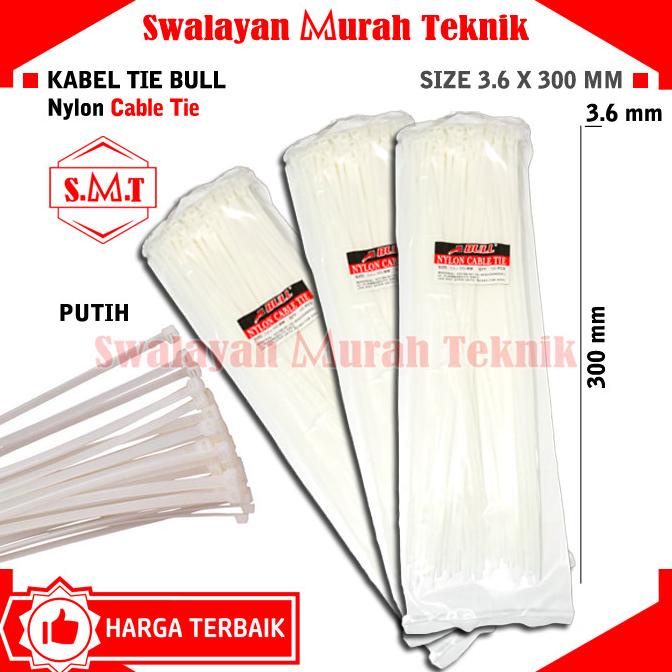 

populer] BULL Kabel tis/ cable tie/ pengikat kabel 300mmx3.6mm isi 100