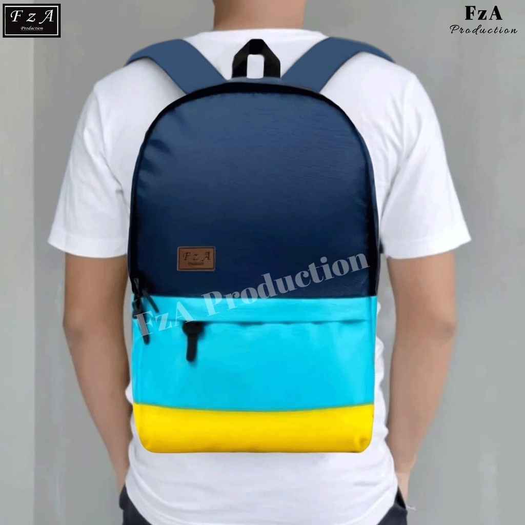 FzA Official - Big Promo..Tas Ransel Distro sekolah kuliah Kerja Pria 4286CV Tas Ransel Laptop - Navy Yellow