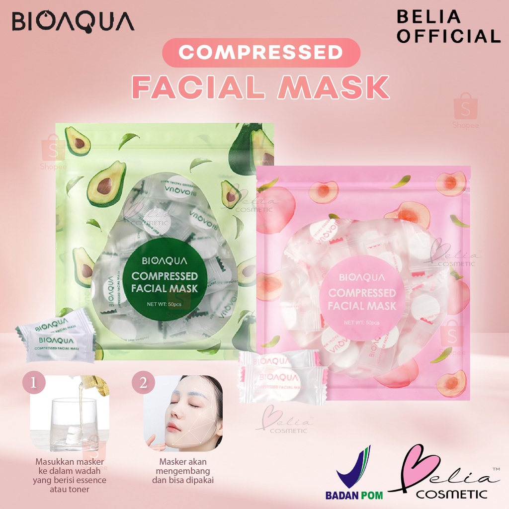 ❤ BELIA ❤ BIOAQUA DIY Compressed Facial Face Mask [ECER] | Masker Kompres | Kompres Masker | BPOM Bio Aqua