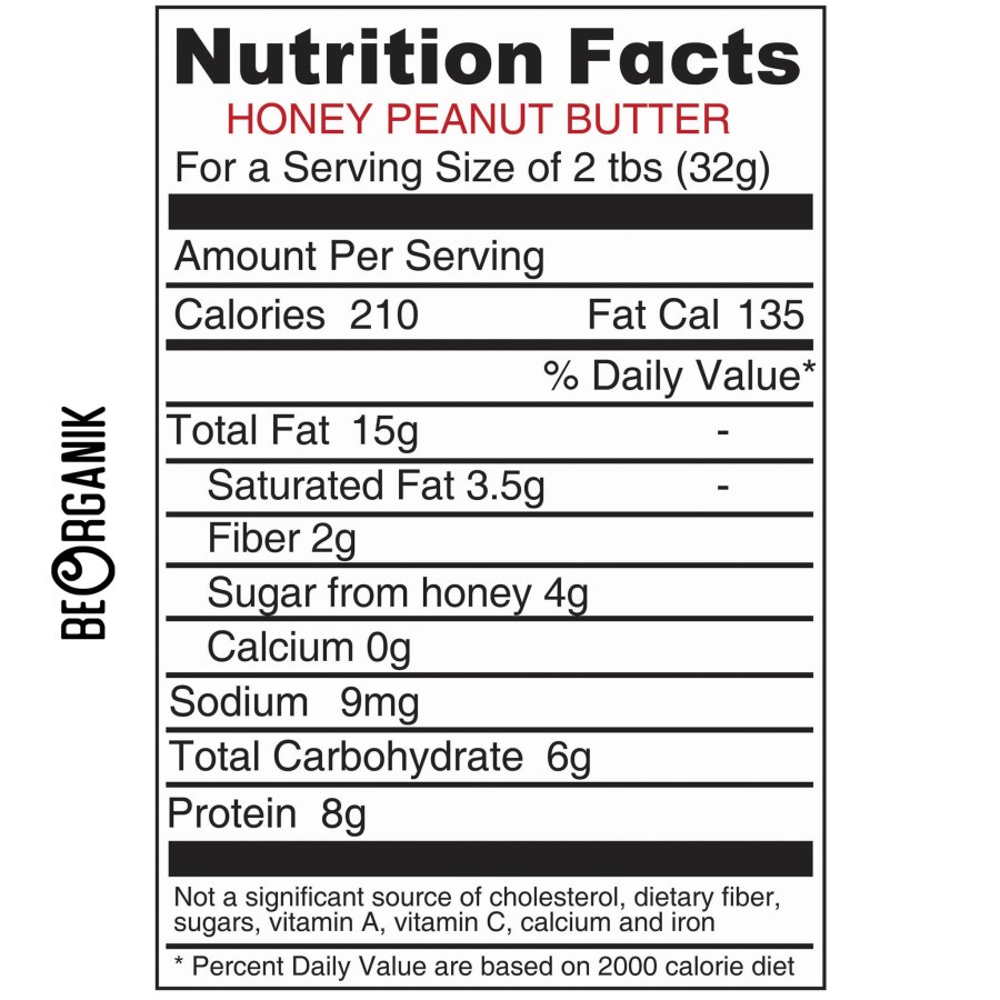 Beorganik Peanut Honey Butter 280gr (Unsweetened, Gluten Free, Vegan) | Selai Kacang Madu