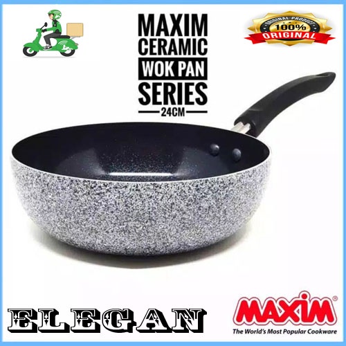 Maxim PROMO 2PCS Neostone Deep Wok 24 cm+30 DEEPWOK + TUTUP KACA ORI MANTAP