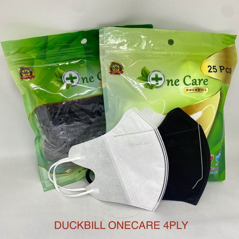 READY ISI 25 MASKER DUCKBILL ONECARE EMBOS ONE CARE HITAM PUTIH KEMASAN ZIPLOCK HIGIENIS 4 PLY