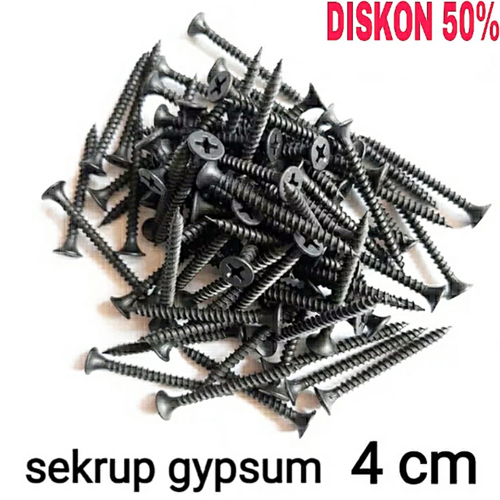 500pcs skrup gypsum 4cm sekrup gipsum 11/2" sekrup hitam 6 x 11/2" 4 cm 500pcs Baut Sekrup Gypsum Hi