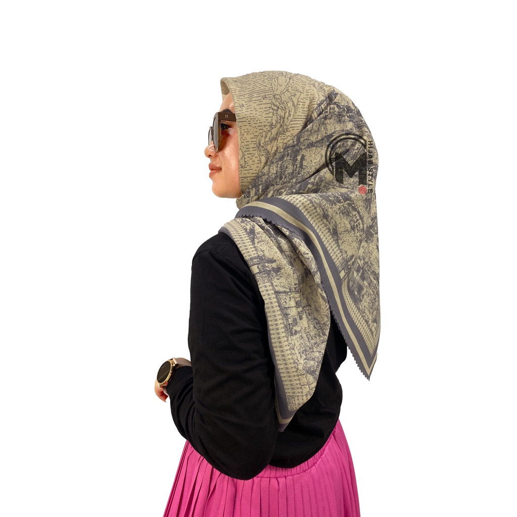 Mecca Hijab Voal Segi Empat Motip View Lasercut Printing Premium II Hijab Voal Motif II Kerudung Segi Empat  Motif