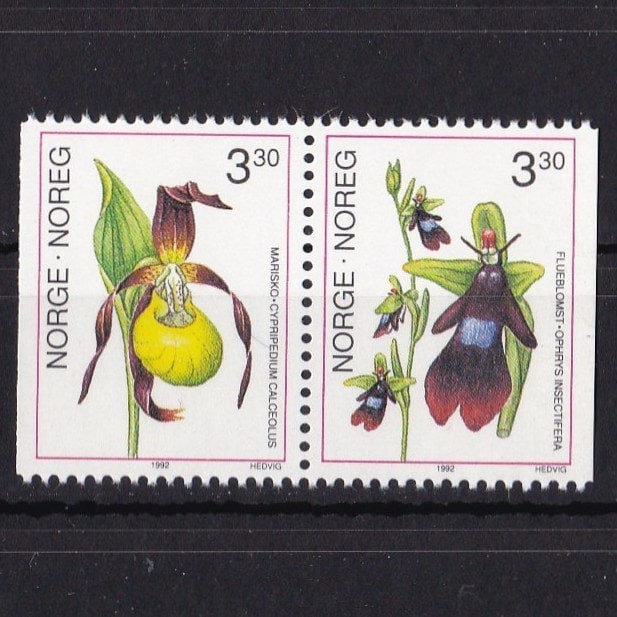 

0350 Perangko Norwegia 1992 Flowers Orchids Anggrek 2v Mnh