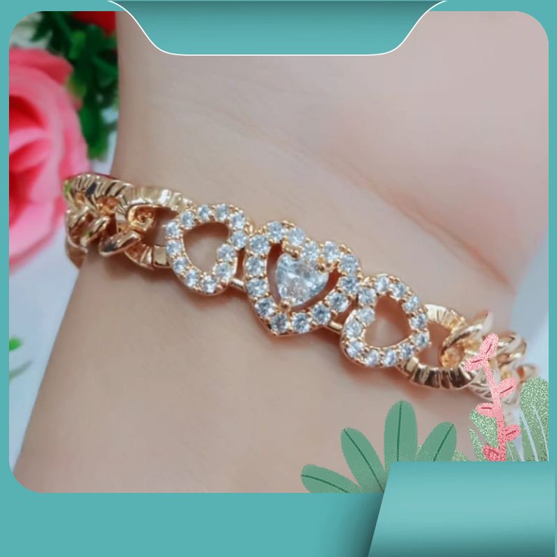 Gelang tangan rantai xuping lapis emas batu permata zircon aksesoris fashion GT0518