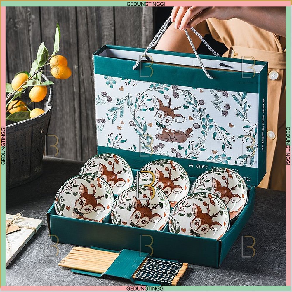Gift Box Hadiah Kado Hampers Kotak Snack Suvenir Bag Piring Mangkok Mangkuk Set Kecil Saji Sayur Sup Mie Ramen Bakso Soto Nasi Korea Jepang Aesthetic Estetik Natal Cny Imlek Sincia Natal Kelinci 2023 Stackable Japaneese Korean Rice Bowl Keramik Lucu Murah